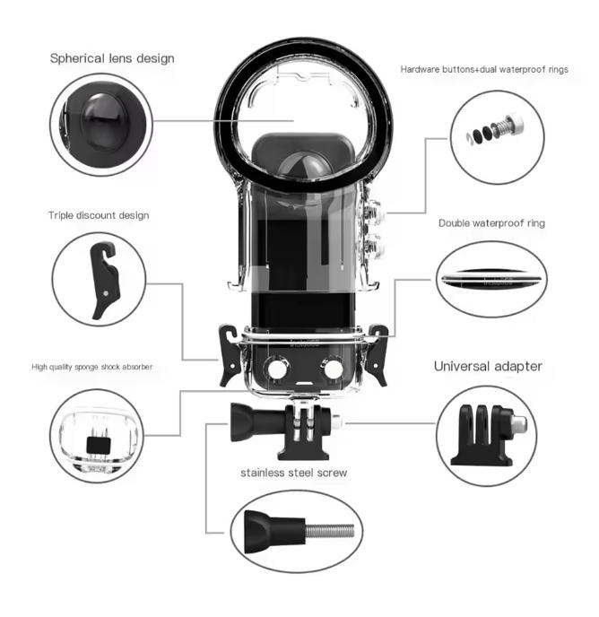 Custodia Impermeabile 40M per Insta360 X4 Custodia Subacquea Guscio d'Acqua per Accessori Fotocamera Sportiva Insta360 X4