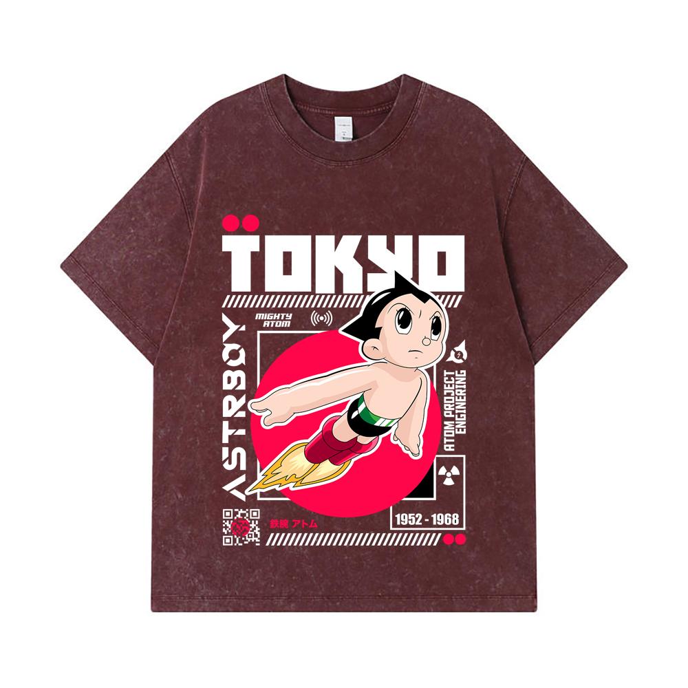 275 GSM Washed T-shirts 100% Cotton Astro Boy V2 Print Unisex Heavy Cotton T Shirt