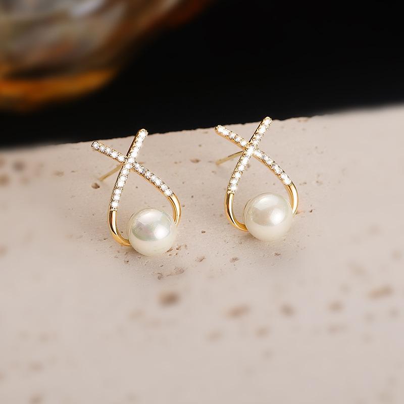 

Модные серьги-гвоздики из жемчуга для женщин, золотистого цвета, Cz Boucle D Oreille Femme Bijoux, рождественские подарки Ue0789