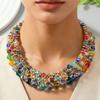 Bohemian Wire Wrapped Multicolor Beaded Choker Necklace for Women's Daily Wear and Festival Party Fashion Jewelry Gift Hot Sale