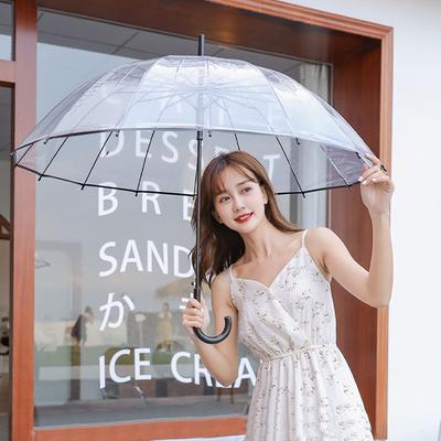 Automatic 16-bone Large Transparent Umbrella Student Umbrella Long Handle Straight Rod Transparent Umbrella