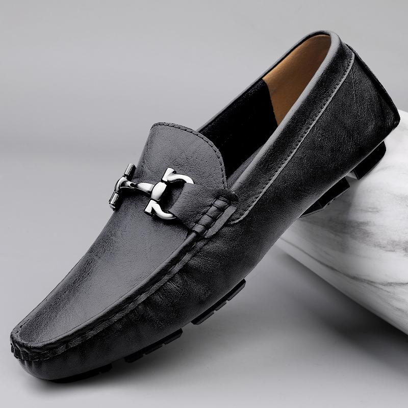 

Модная офисная обувь слипоны ручной работы, мужские повседневные лоферы из натуральной кожи, удобная обувь для вождения для деловых поездок, вечеринок, балетки 44 чёрный