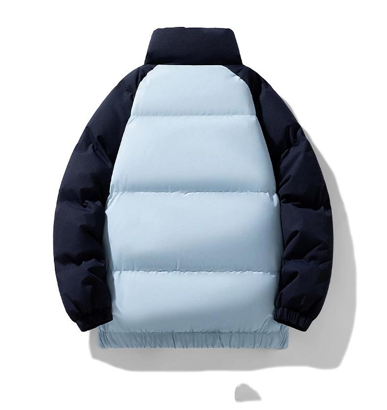 Winterliche Trendige Dicke Farbblockierte Stehkragen Baumwolljacke für Paare