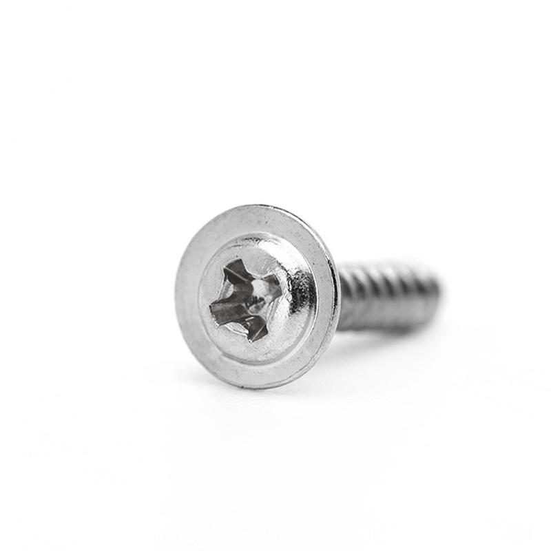Nickel-Plated Pan Head Phillips Self-Tapping Screw with Washer, Round Head, M1.7/M2/M3/M4.