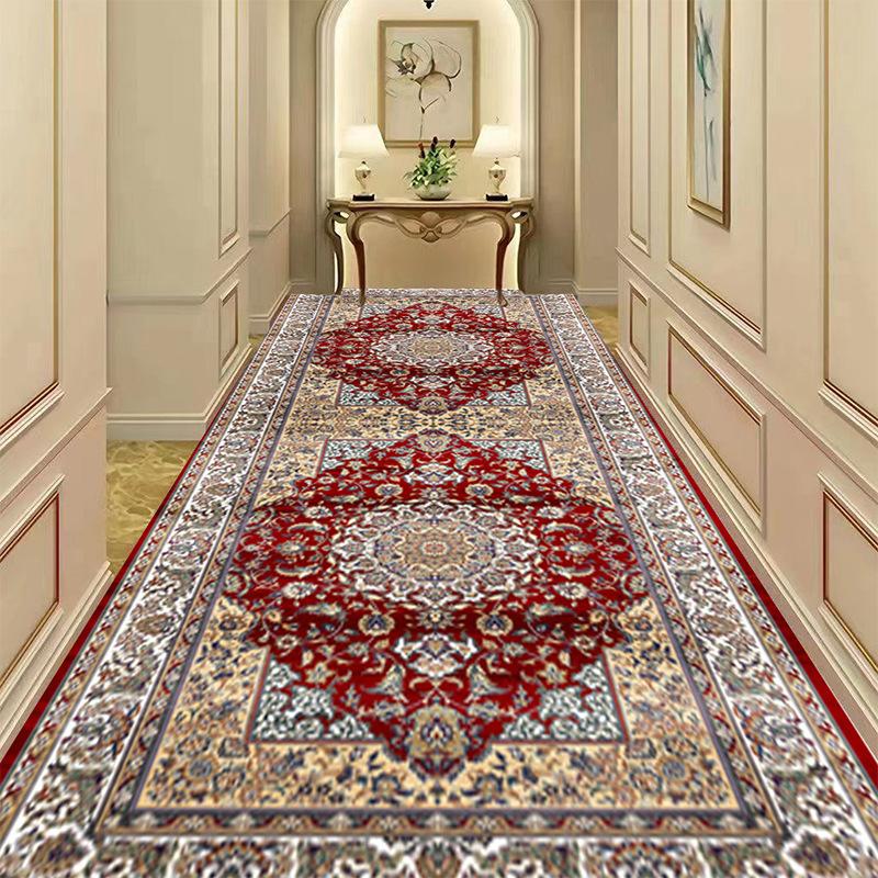 Retro Long Corridor Carpet Luxury Decoration Home Hallway Rug Non-slip Washable Stair Passageway Runner Foot Mat Customizable