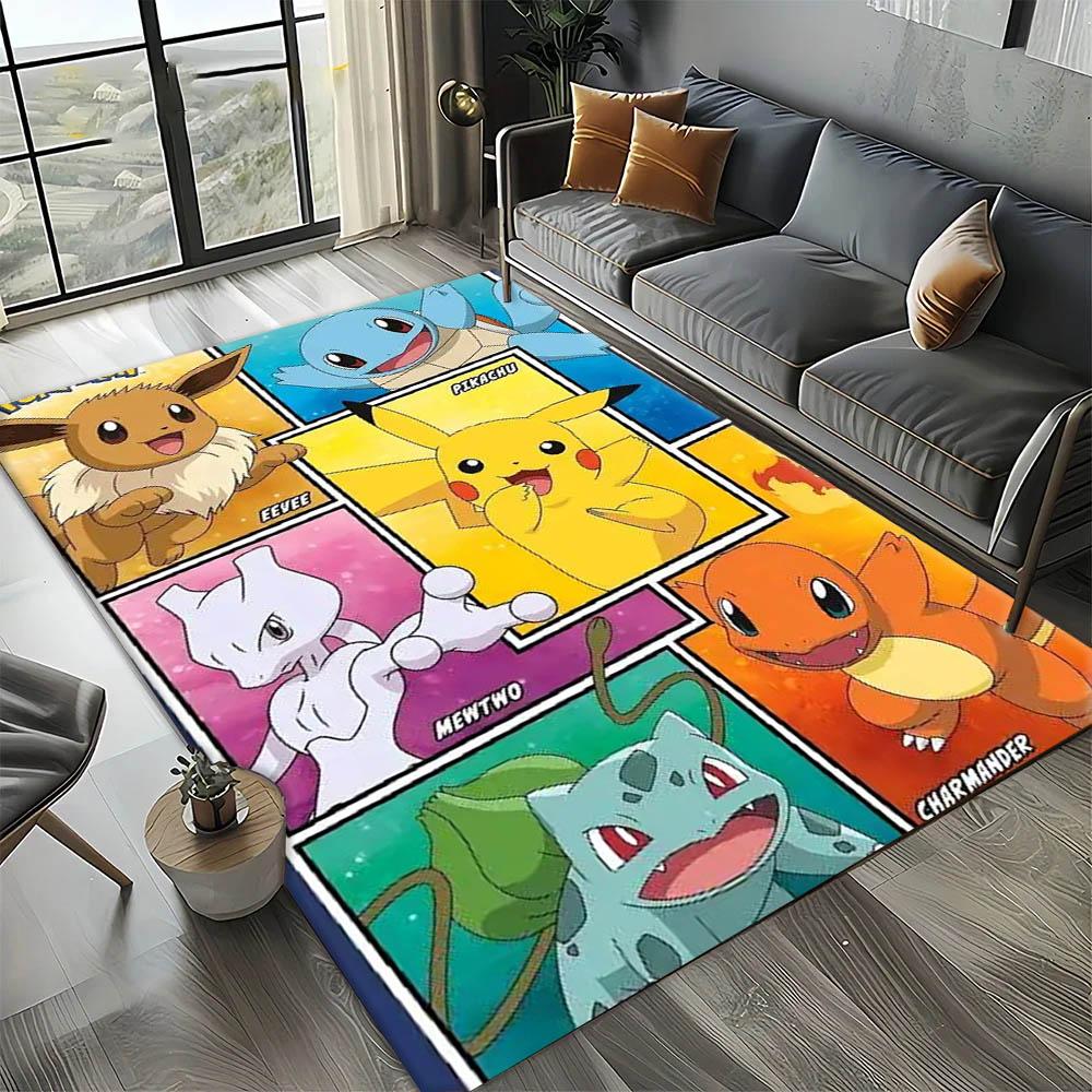 3D Game Japanese Kawaii Anime Carpet Rug Art for Room Decor Home Bedroom Sofa Gifts Game Area Rug Non-slip Floor Mat P-P-okemonS