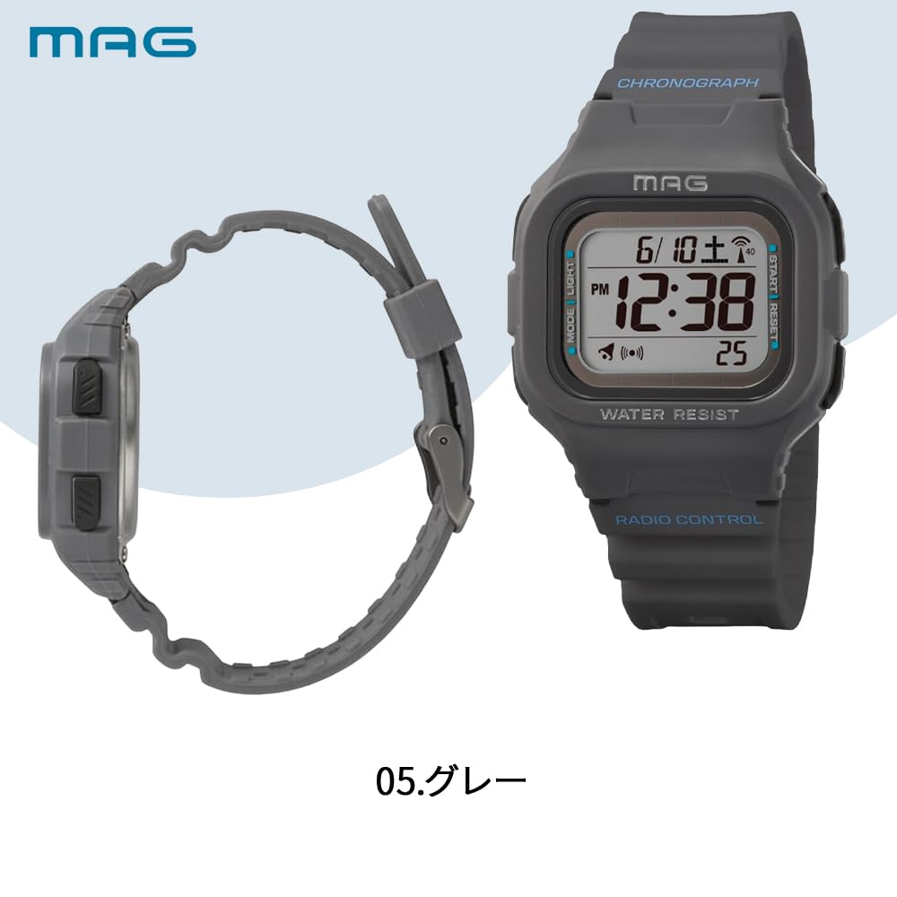 MAG (Mag) Radio-controlled Digital Solar Waterproof Watch, Black MW-550A BK, Noah Precision
