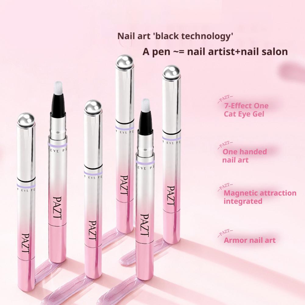 6-in-1 Katzenaugen-Magnetstift für Nägel All-in-One-Nagelkunststift für Gel-Nagellack Fauler Mann Maniküre-Aufbau-Stift für Nagelpflege-Werkzeug