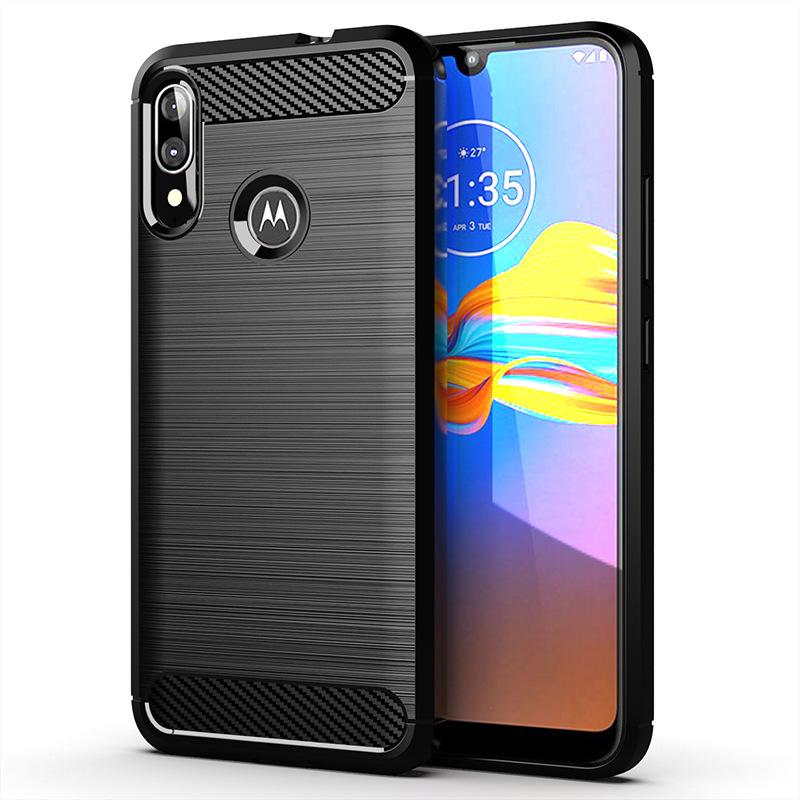 

Противоударный силиконовый чехол для Moto E6 Plus E6 + E6s, полный защитный мягкий чехол для moto E6S e6 plus, роскошные чехлы из углеродного волокна Moto E6 Plus чёрный