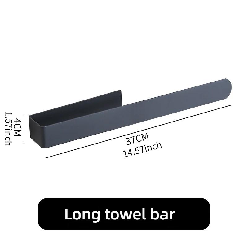Bathroom Shelf No Hole Towel Rack Simple Stainless Steel Towel Bar Self-stick Fixed Kitchen Towel Rack Space Saving Towel Rack