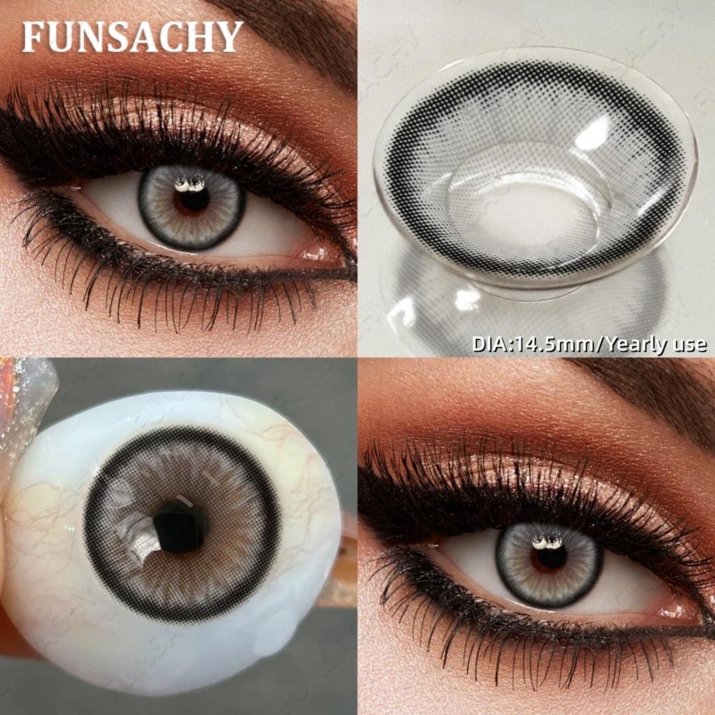 FUNSACHY 1 Pair Color Contact Lenses for Eyes Natural Softlens Lenses Cosmetic Eye Contacts Gray Pupils Yearly Lens Brown Lens