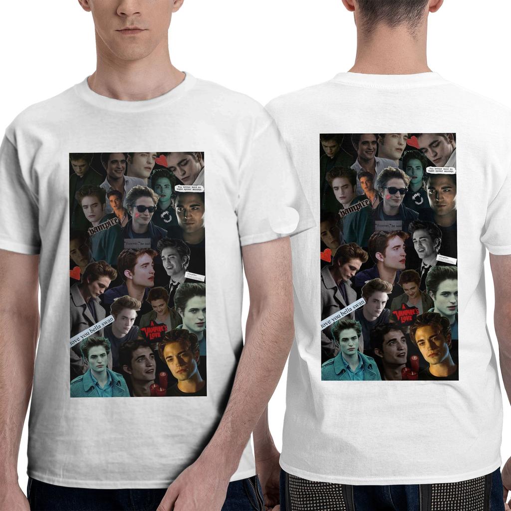 Edward Cullen Twilight Men T-Shirt Double Sided Plus Size T Shirts Men's O-Neck Cotton Tees Short Summer Male