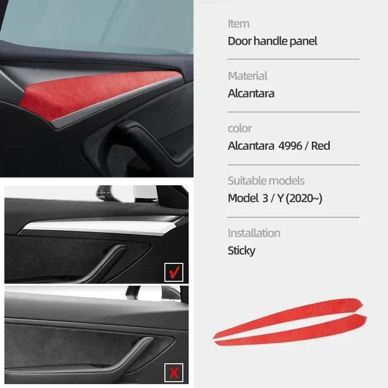 For Tesla Model Y Model 3 2019-2022 Made of Alcantara Dashboard Door Panel Trim Strips Instrument Stickers Car Inteior Accessory