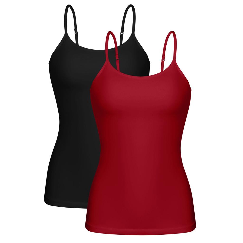 CHARMLEAKS Damen-Unterhemd aus Baumwolle, Damenunterwäsche, Nachtwäsche, Unterwäsche, Hebe-BH, solides Basic-Tanktop, 2er-Pack
