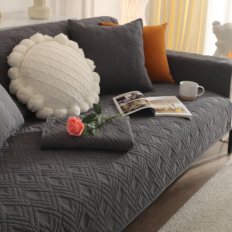 New Solid Color Sofa Seat Cushion Pure Cotton Cloth Non-slip Simple Four-season Cotton Sofa Cushion Cover Towel