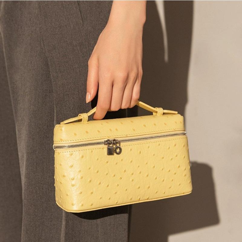 Geantă Cutie Prânz din Piele la Modă Versatilă Piele de Struț Geantă de Umăr Crossbody Geantă de Mână