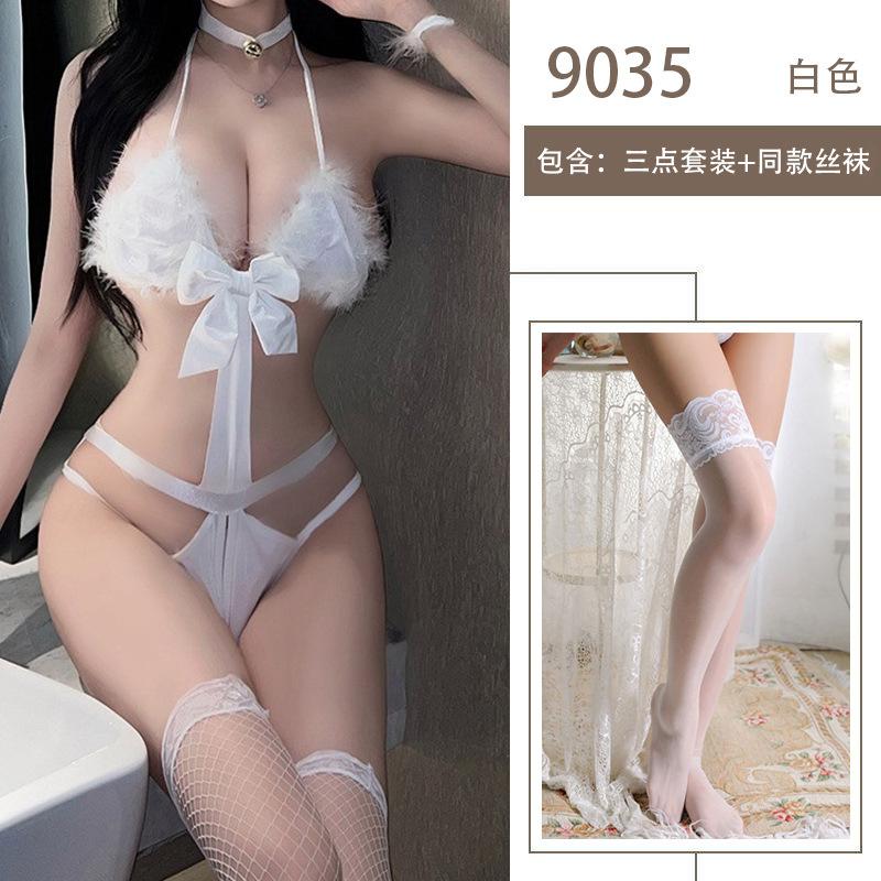 Sexy hot pussy lingerie uniform temptation three-point free open gear small breasts show big