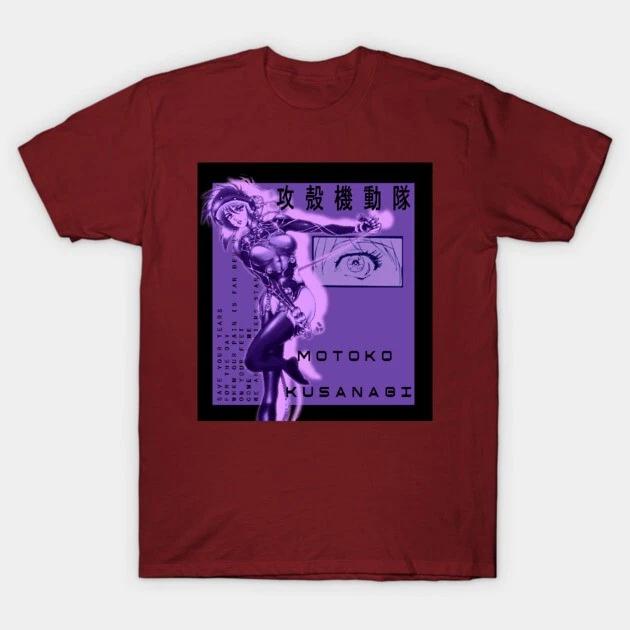 Major Motoko Kusanagi Ghost In The Shell Anime Waifu Maroon TShirt V10 S