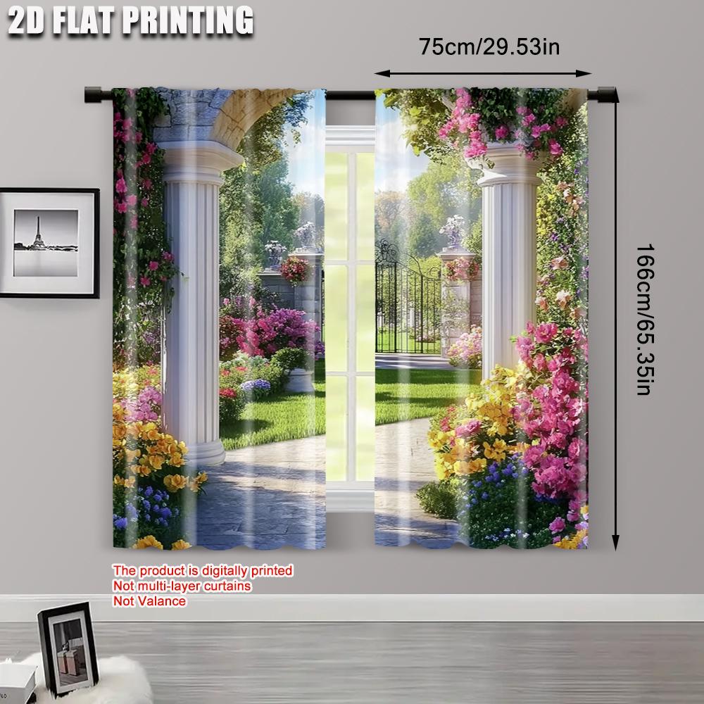 2-teilig, Szenenvorhänge Blume Strapazierfähiges Polyester, Ohne Strom Feiertagsdekorationen Verwendung für Innenfeiern