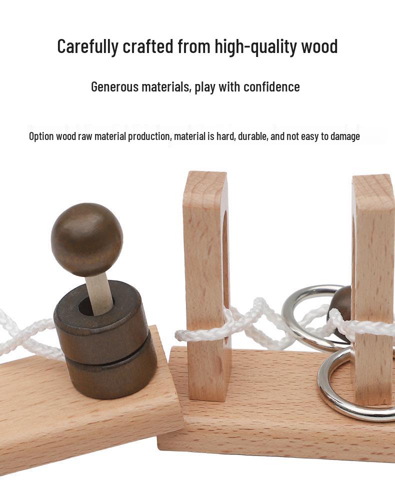 Classic Wooden Magic Ring Escape Puzzle Toy – Brain Teaser & Intelligence Game