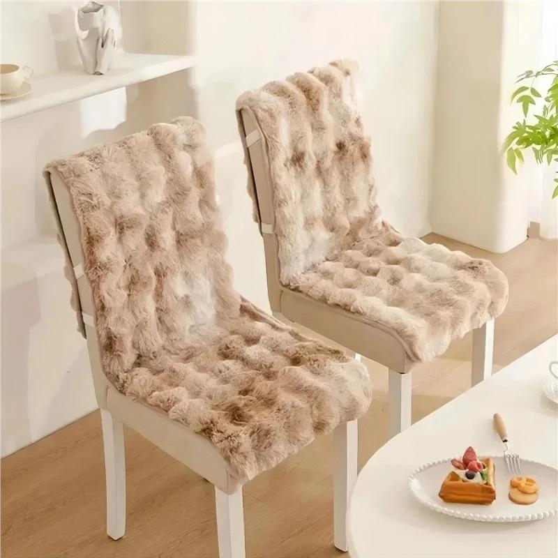 Non-Slip Faux Rabbit Fur Chair Seat Cushion for Bedroom & Study