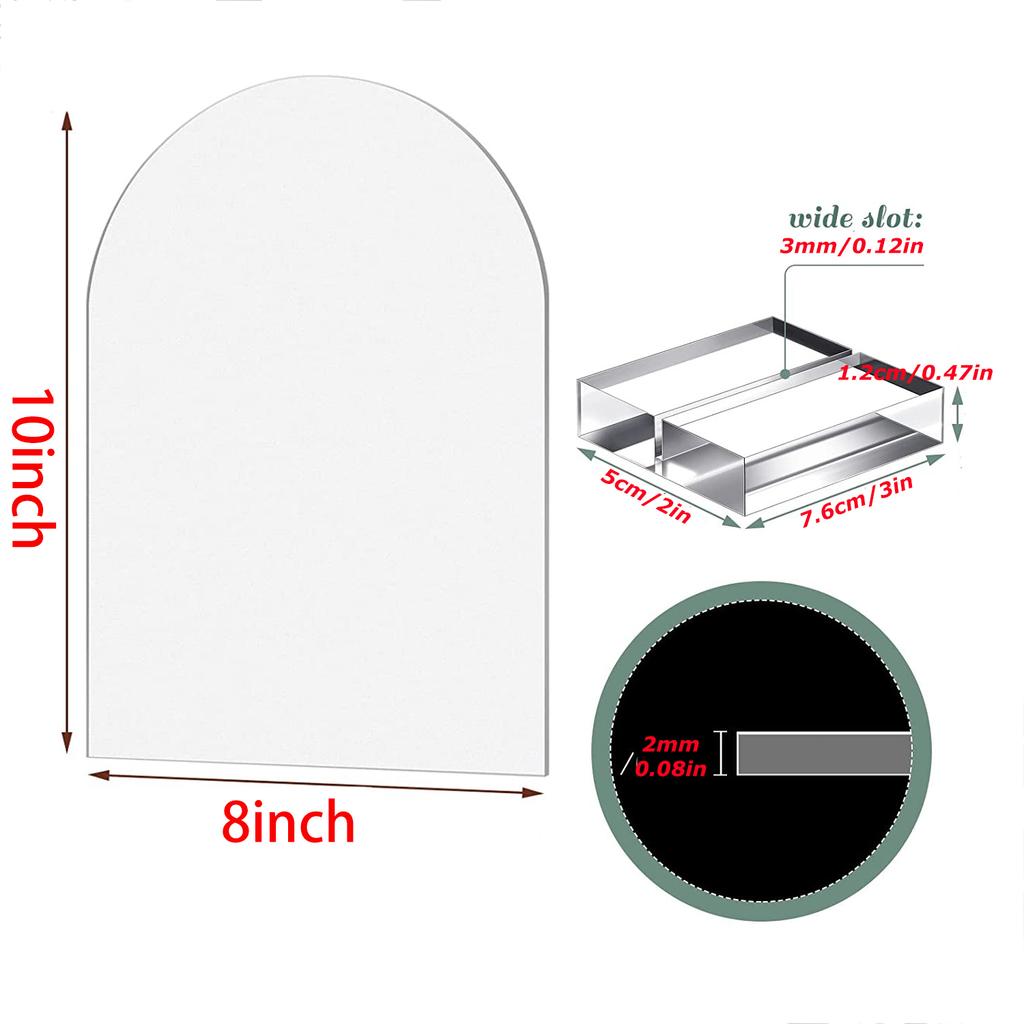 Arched Acrylic Signs with Stand Blank Clear/Frost Acrylic Table Number With Stand, DIY Wedding Decoration Menu Bar List Sign