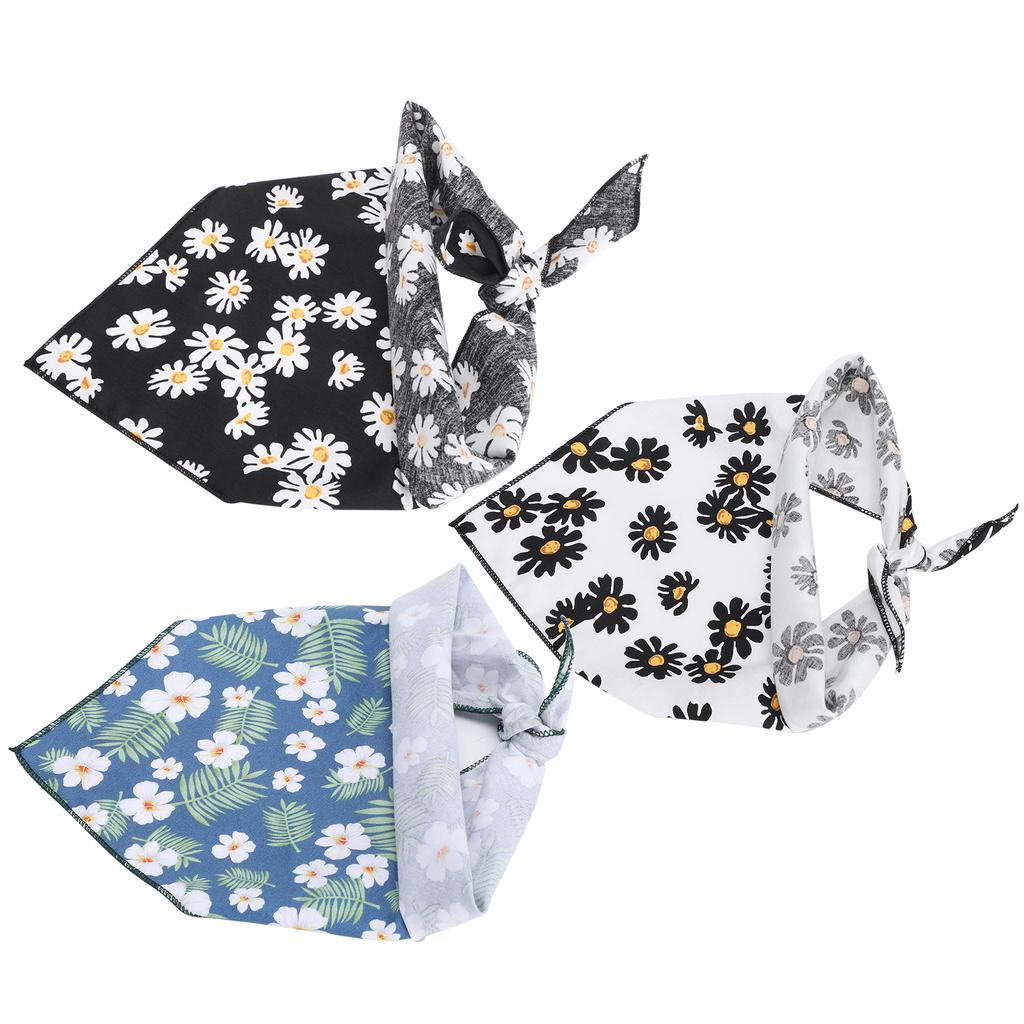 Dog Triangle Scarf Handkerchiefs Washable Cotton Dog Headband with Daisy Pattern