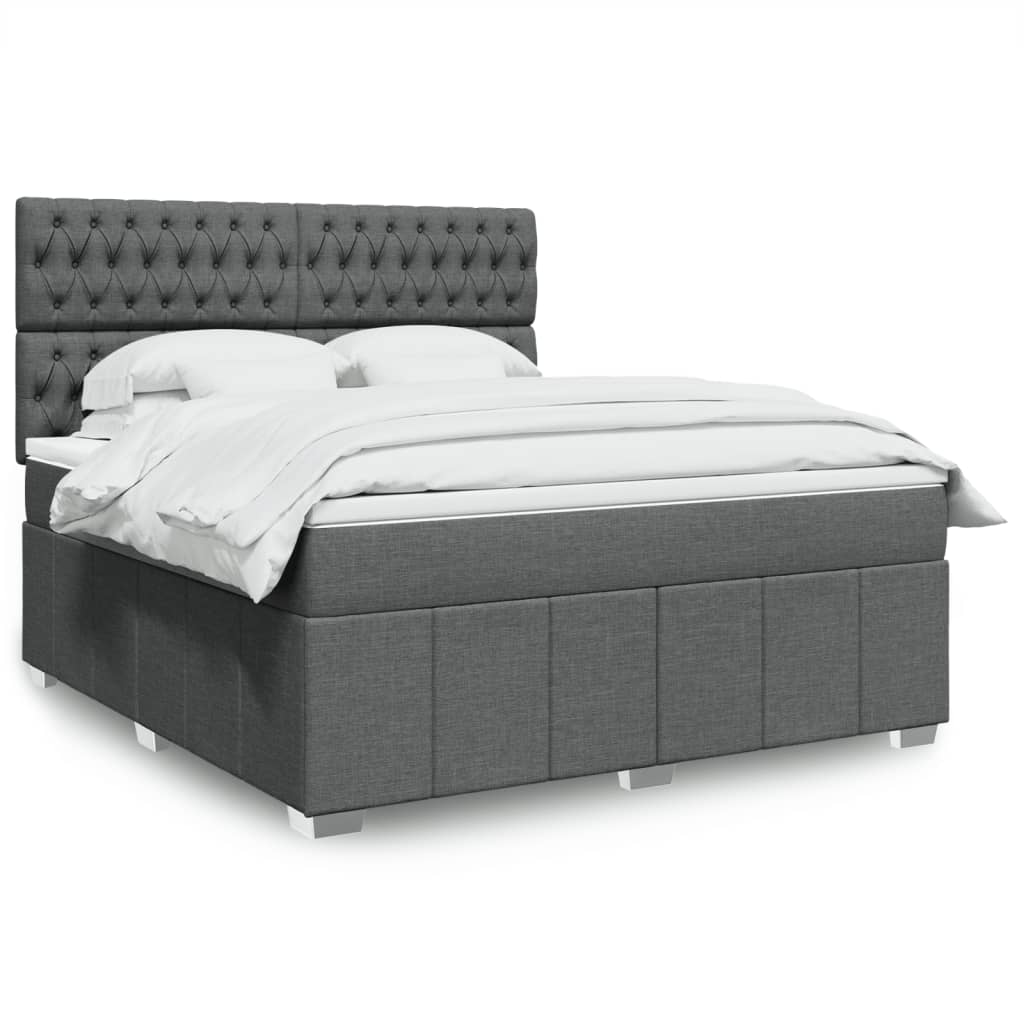 Box Spring Bed with Mattress Dark Grey 180 x 200 cm Fabric
