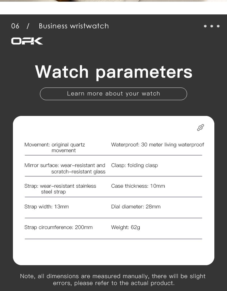 OPK 8166 Women's Watches Elegant Luxury Date Week Stainless steel Waterproof Ladies' Quartz Watches