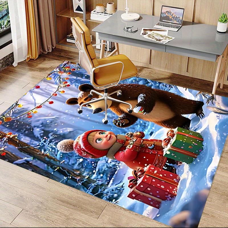 1PC Bear Christmas Extra Large Non Slip Floor Carpet, Office, Family, Bedroom, Studio Large Area Rug Indoor Rugs