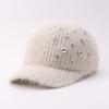 Winter knitted rhinestone warm baseball cap Japanese and Korean elegant velvet cap