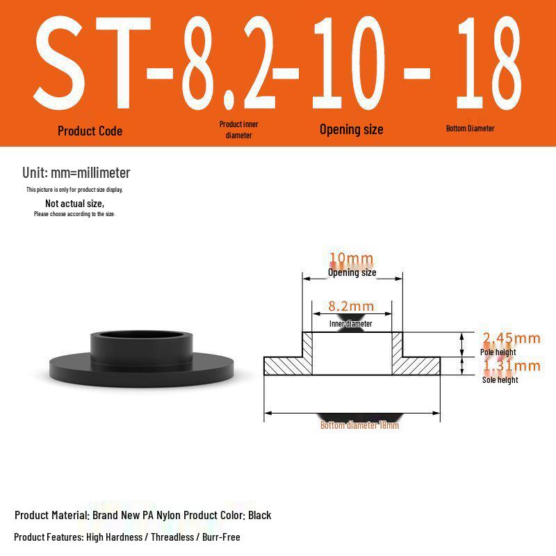 T-förmige Nylon-Unterlegscheibe: Konvex-Konkave Schraubwellenhülse, Stufen-Kunststoffscheibe, Nylonbuchse, Isolierkapsel ST2-ST35