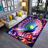Colorful Geometric Peacock Carpet with Vibrant Feather Design, Large Rug Suitable for Use As an Anti-slip for Living Room Bedroom Sofas