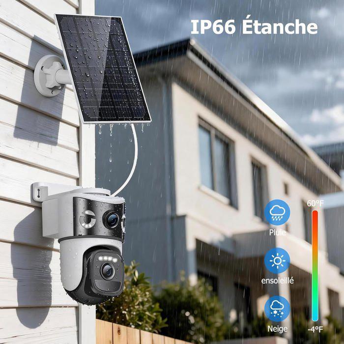 Caméra de Surveillance Extérieure 2K 2K WiFi sans Fil 2K - Solaire avec PTZ, Audio Bidirectionnel, Vision Nocturne Couleur, Cloud