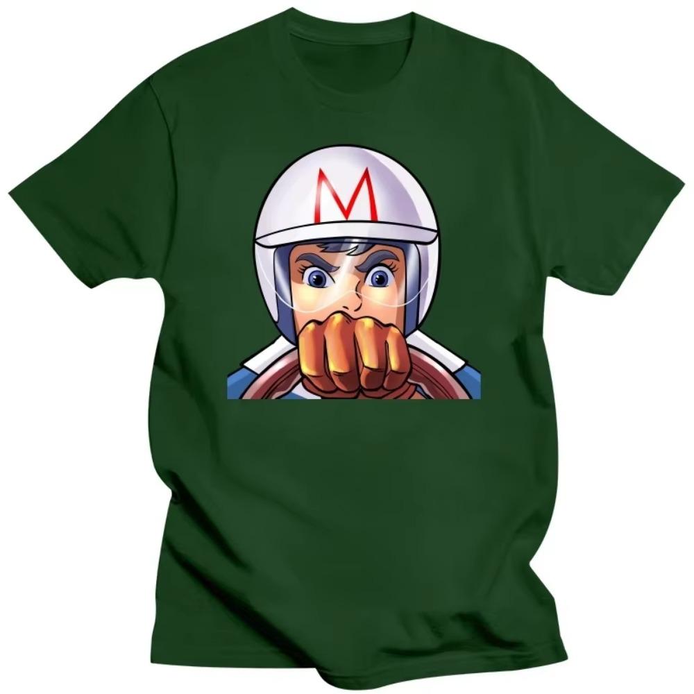 Vintage Speed Racer T Shirt Men Crew Neck Short Sleeve Anime Cartoon Mach 5 Tee Tops Cotton Regular Fit T-Shirt Clothing Gift