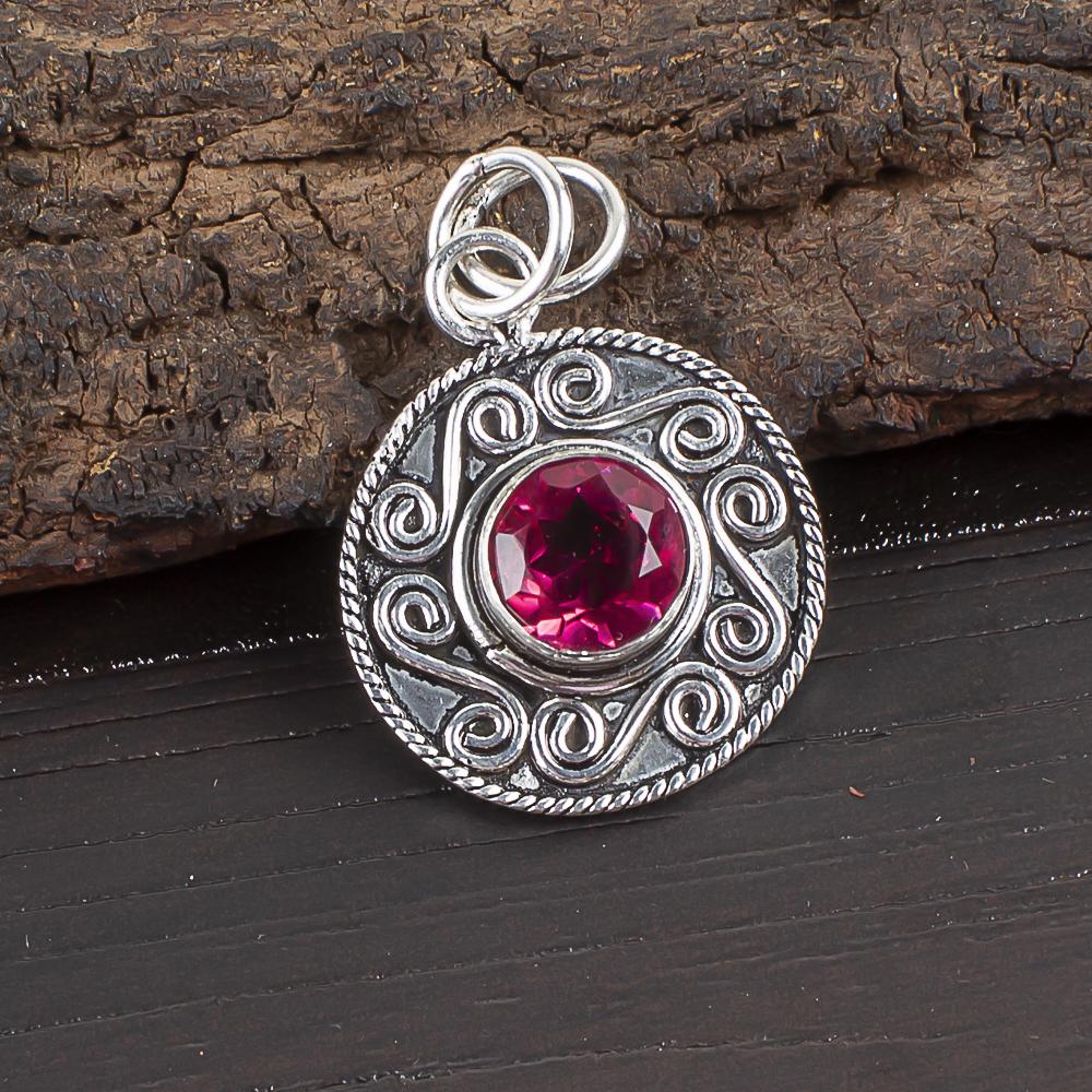 

Кулон с драгоценным камнем розовый турмалин, Ювелирные изделия ручной работы из стерлингового серебра 925 пробы, Ювелирные изделия-кулон для медитации для женщин 1.2 Inches розовый