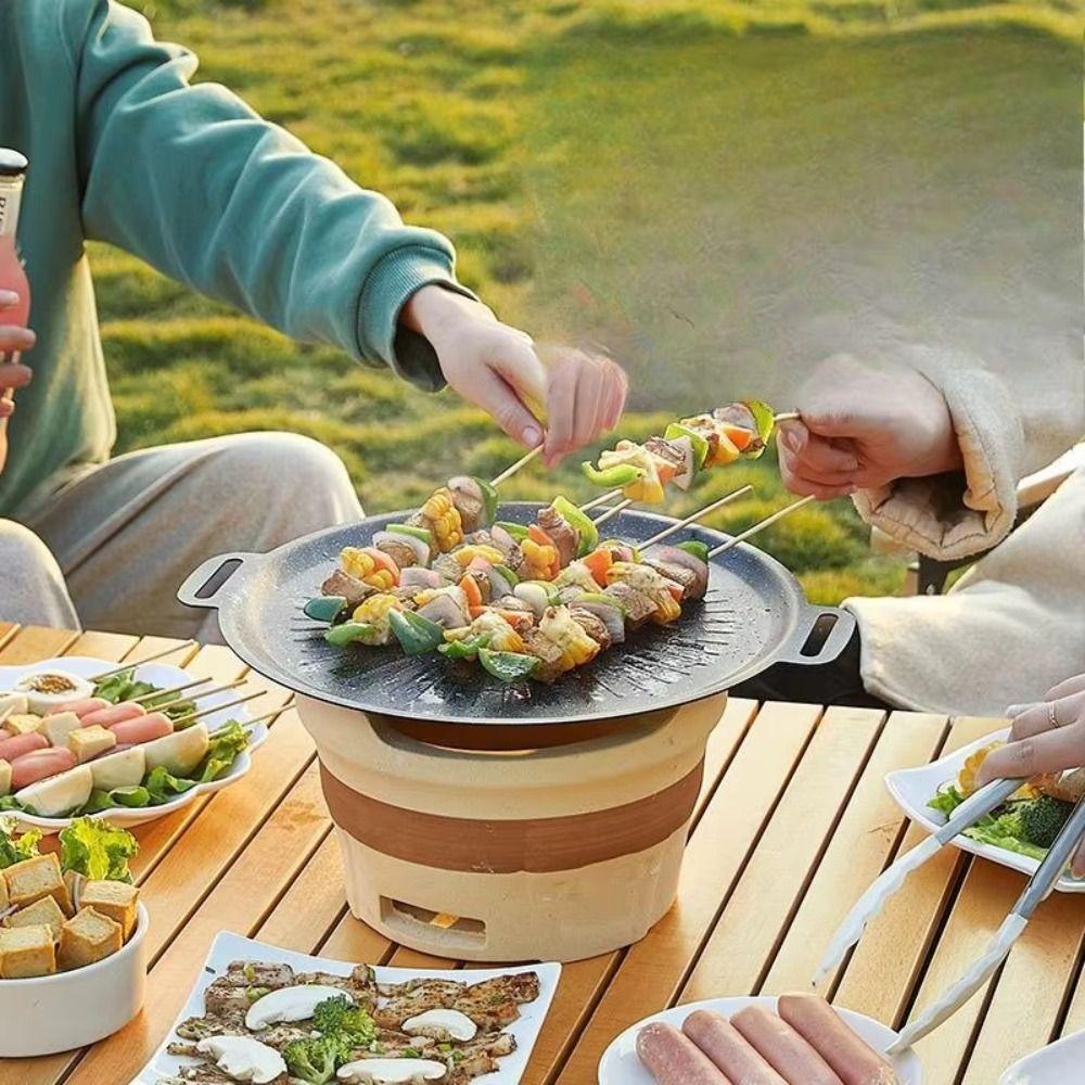 Non-Stick Frying Plate Carbon Steel BBQ Grill Pan Roasting Grill Tray Outdoor Barbecue