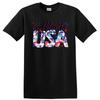 God Bless the USA Patriotic Graphic T Shirt Independence Day Tee Red White Blue