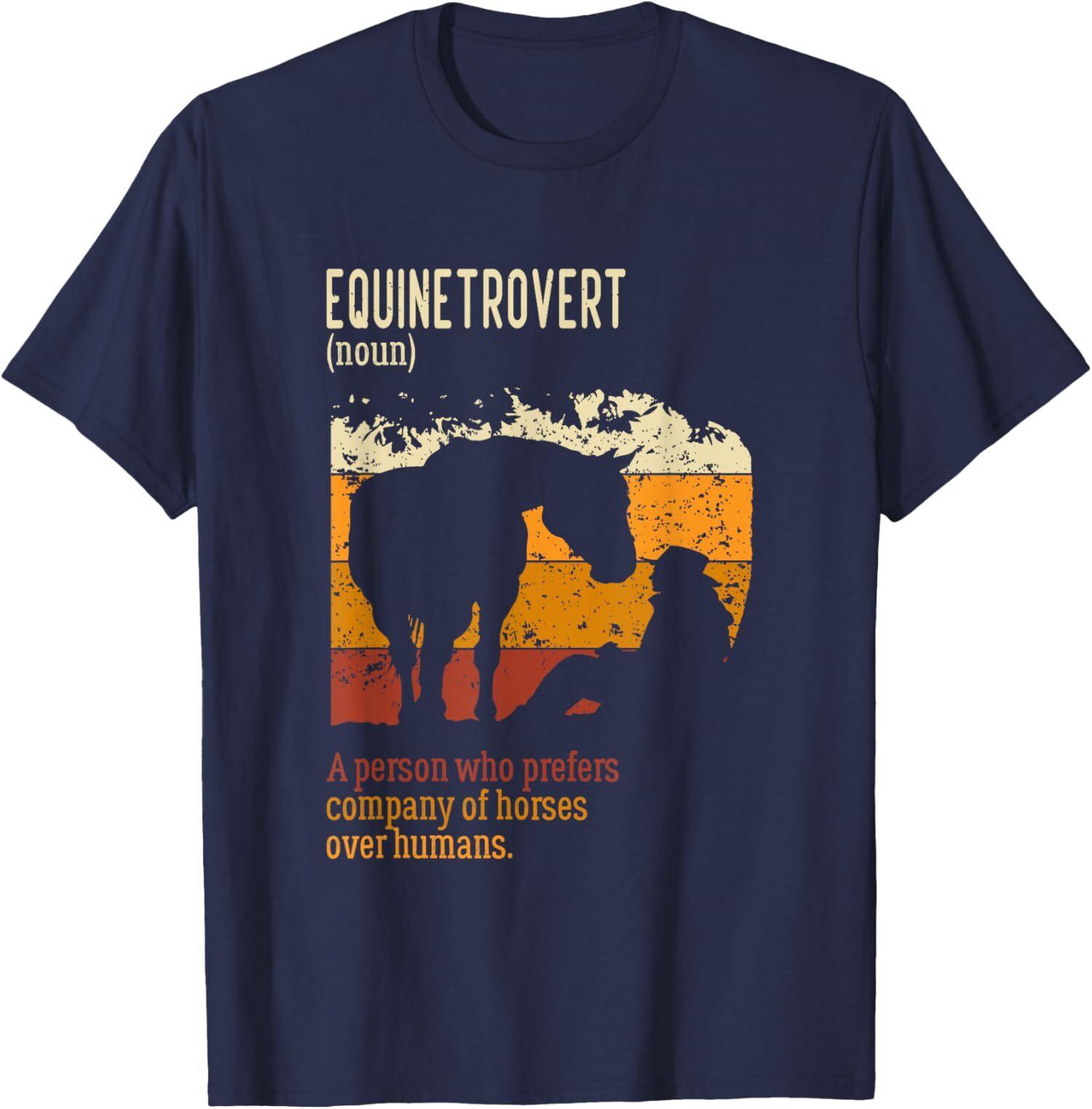 Equinetrovert Vintage Horse Humor Cool Animal Lover Unisex T-Shirt S