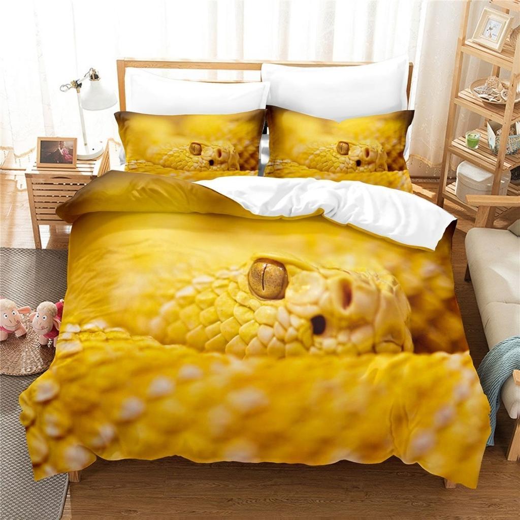 New Authentic A-class 3D Wealth Snake Animal Bed Sheet And Duvet Cover, Four Piece Set, Winter Thick Style, Brushed For Two