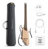 Donner PRO Travel Portable Headless Smart Guitar with Multiple Effect Ergonomic Quiet Detachable Natural Finish HUSH-I Guitar, Guitar, Earphones,