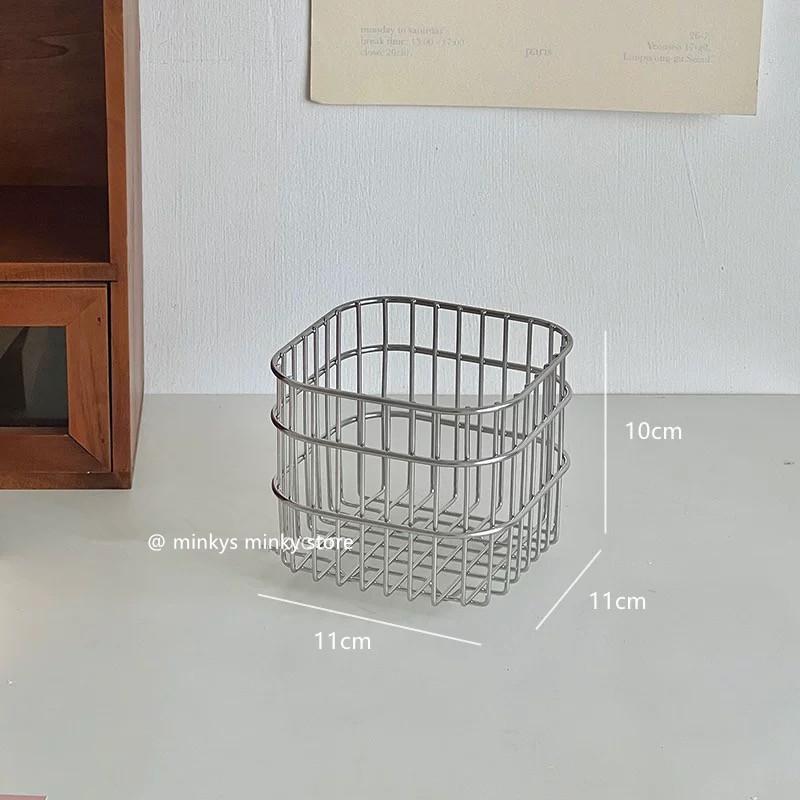 MINKYS Metal Desktop Storage Basket Box Office Cosmetics Makeup Storage Box Desk Organizer Stationery