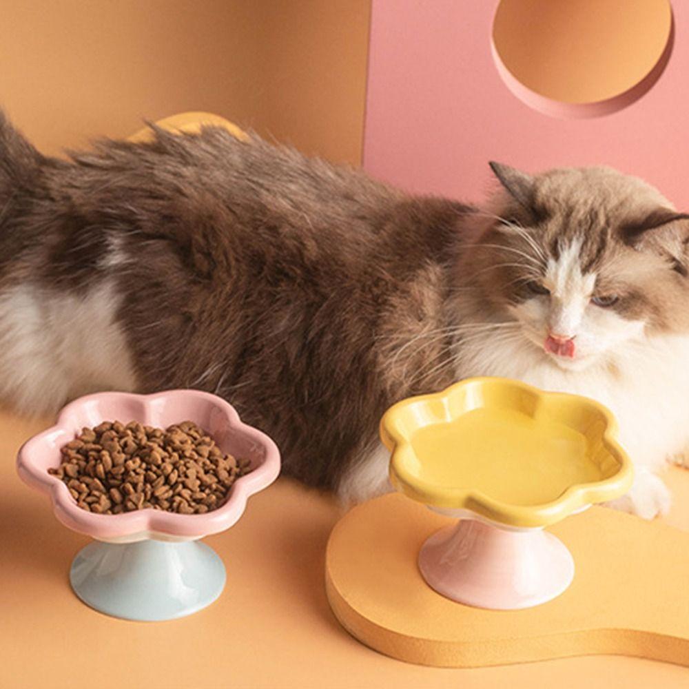 Non-slip Ceramic Cat Bowl Anti Tipping Dog Food Water Container  for Kitten/Puppy/Bunny