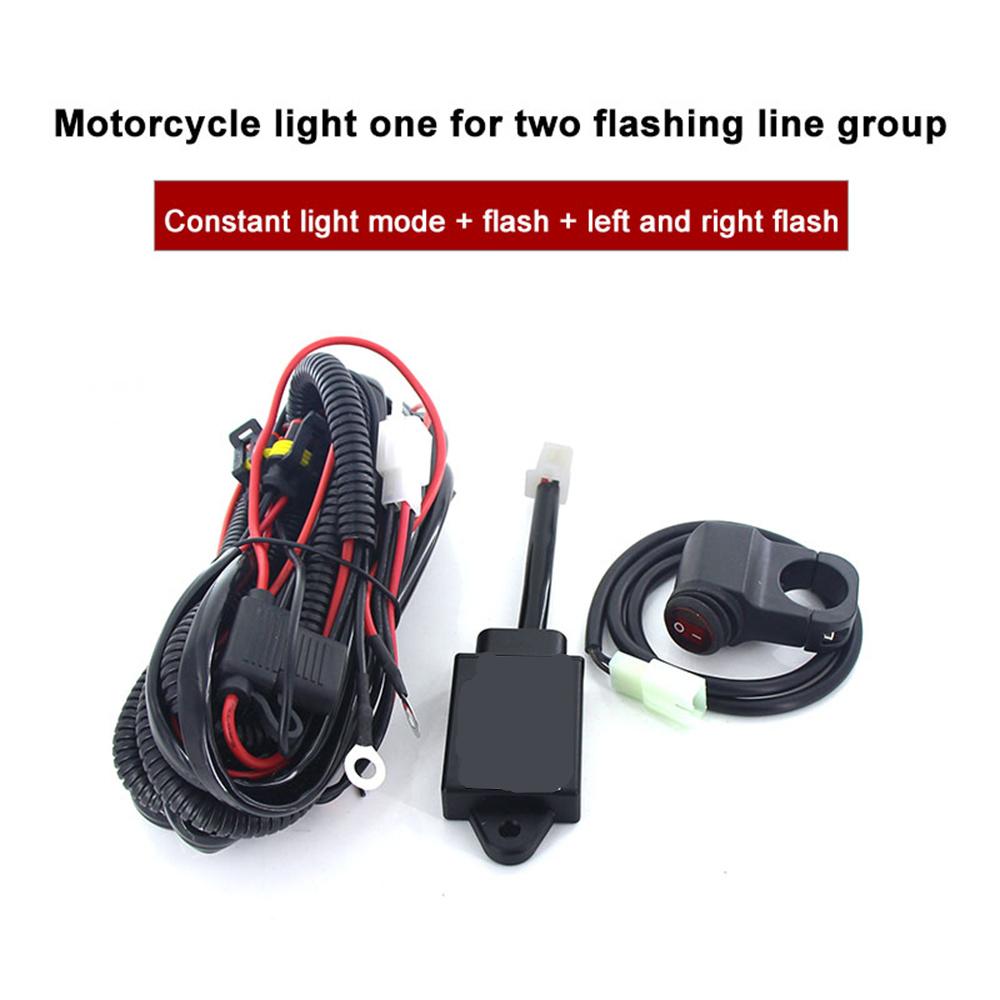 Motorcycle Fog Light Spot Light Wire Cable Switch Relay Flash Control Wiring Harness Kit