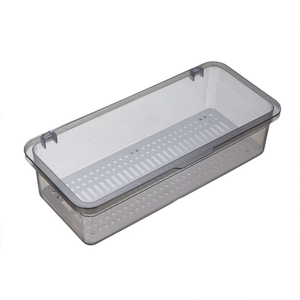 Flatware Tray with Lid and Drainer Dustproof Transparent Fashionable Silverware Countertop Storage Container for