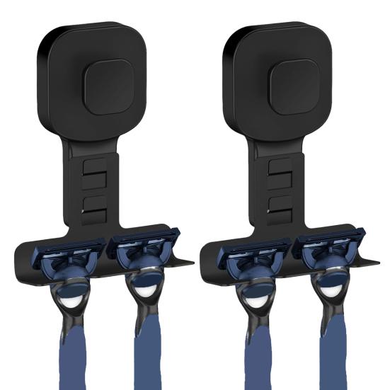 2Pcs Suction Cup Shaver Holder Removable Shaver And Razor Organizer Wall Mounted Stainless Steel Reusable Suction Hook for Shower Bathroom Towels