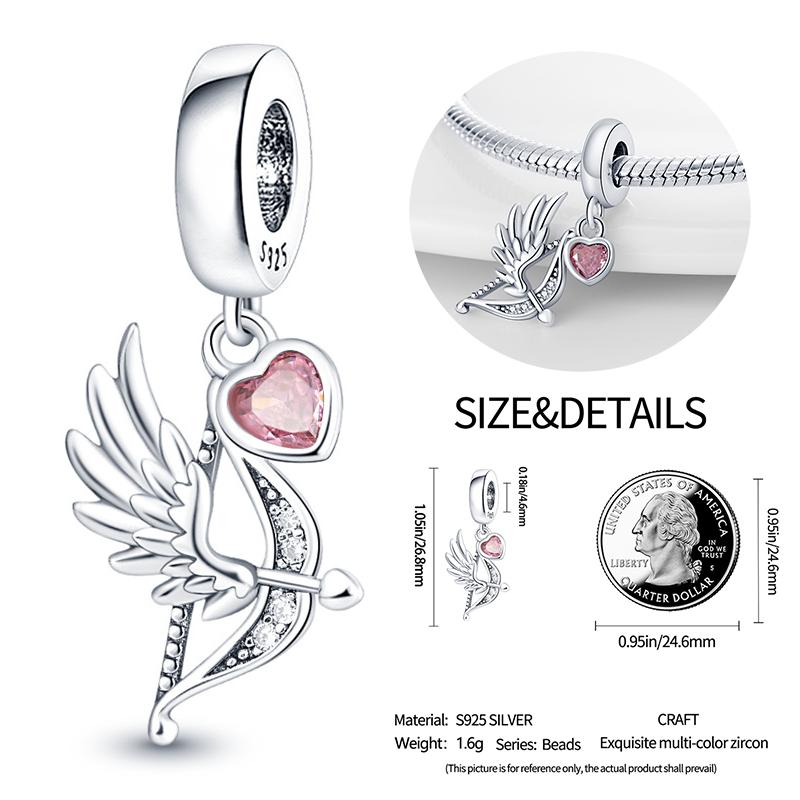 New Copper Bow Star Love Pink Series Charm Beads Suitable For 3Mm Original Bracelet Diy Fashion Jewelry Gift