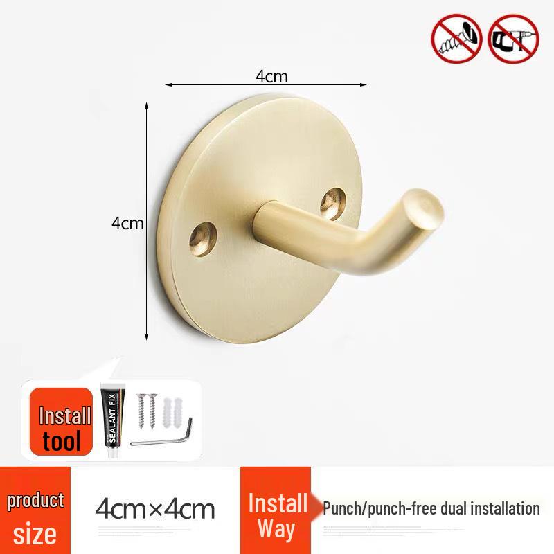 304 Stainless Steel Wall-Mounted Clothes Hook for Bathroom and Entrance - Single Hook for Coats, Hats, and Clothing