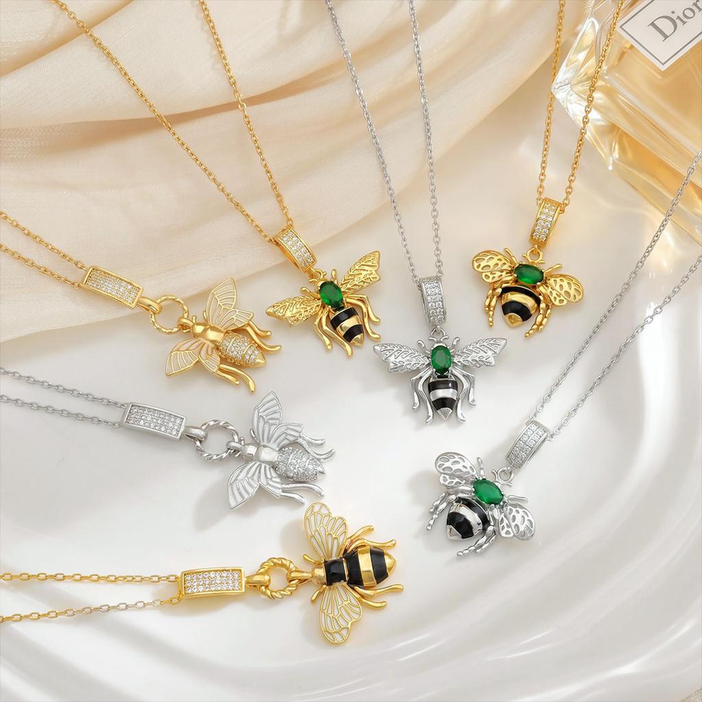 Necklace - Bee Butterfly Necklace - Accessory with Oil Droplets - Small-scale High-end Style - Collar Chain