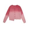 Niche senior sense V-neck exposed clavicle irregular top women's pink gradual change color knitted sweater women's age-reducing commute